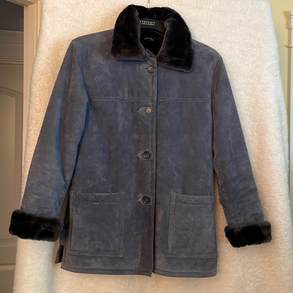 Dennis Basso.   Suede with Faux Fur Lining